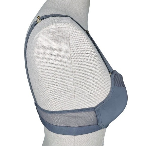 Lively The All-Day Deep V No-Wire Bra sz 34B * Smoke Gray Wire Free Mesh Trim - Picture 6 of 7